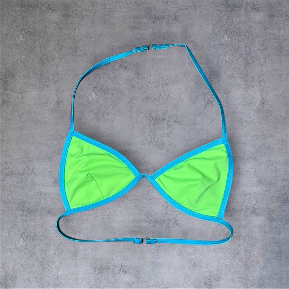 Neon Blue & Green Bikini Swim Top